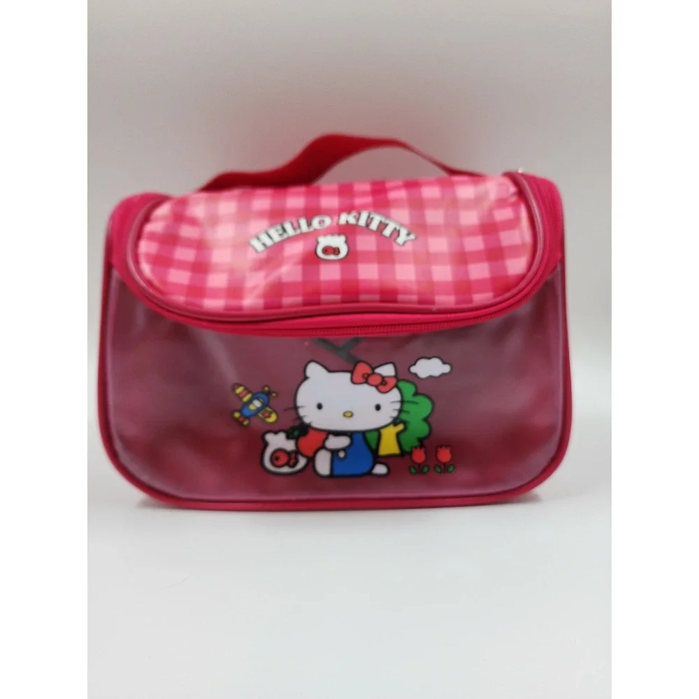 Hello Kitty Pink Gingham Hanging Toiletry Bag Travel Cosmetic Case Sanrio